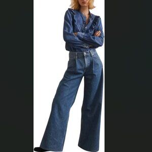 NEW LEVIS Baggy Dad Wide Leg Cause And Effect Jeans in Medium Indigo 1225 2t7